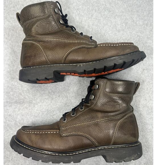 ⁠Harley-Davidson Men\'s 9.5M Brown Leather Moc Toe Side-Zip Motorcycle Boots main image 4